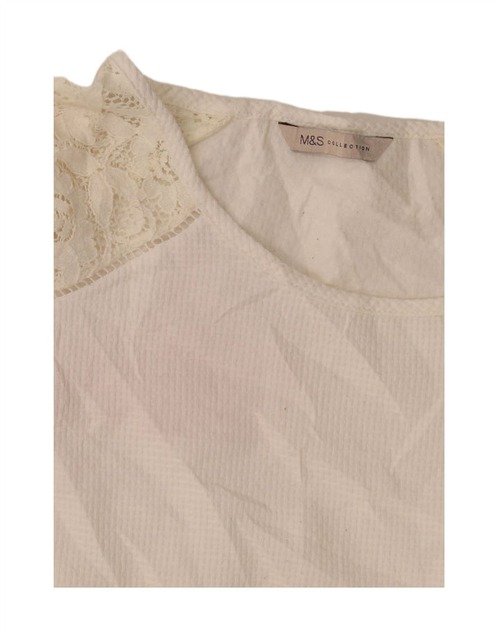 Marks & Spencer Top para mujer manga 3/4 UK 44 Grande Algodón blanco