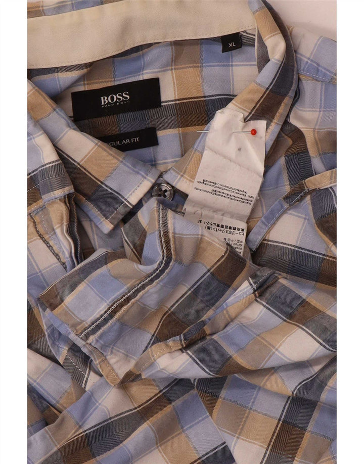 Camisa Hugo Boss Hombre Regular Fit XL Algodón Cuadros Multicolor