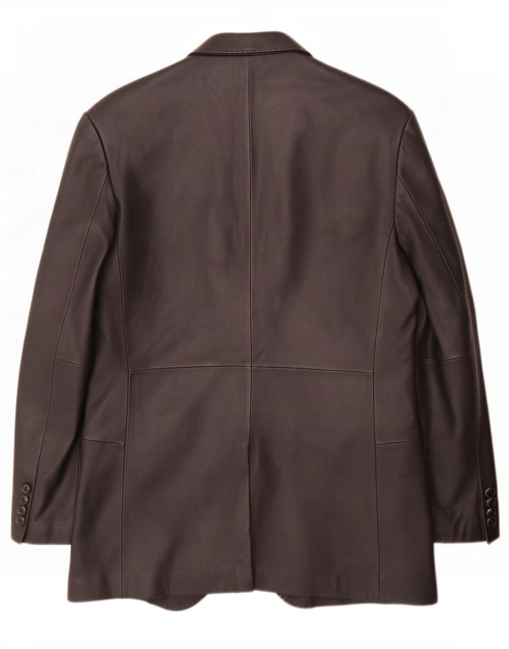Ben Sherman Chaqueta tipo blazer de cuero con 3 botones para hombre, talla 40, color negro