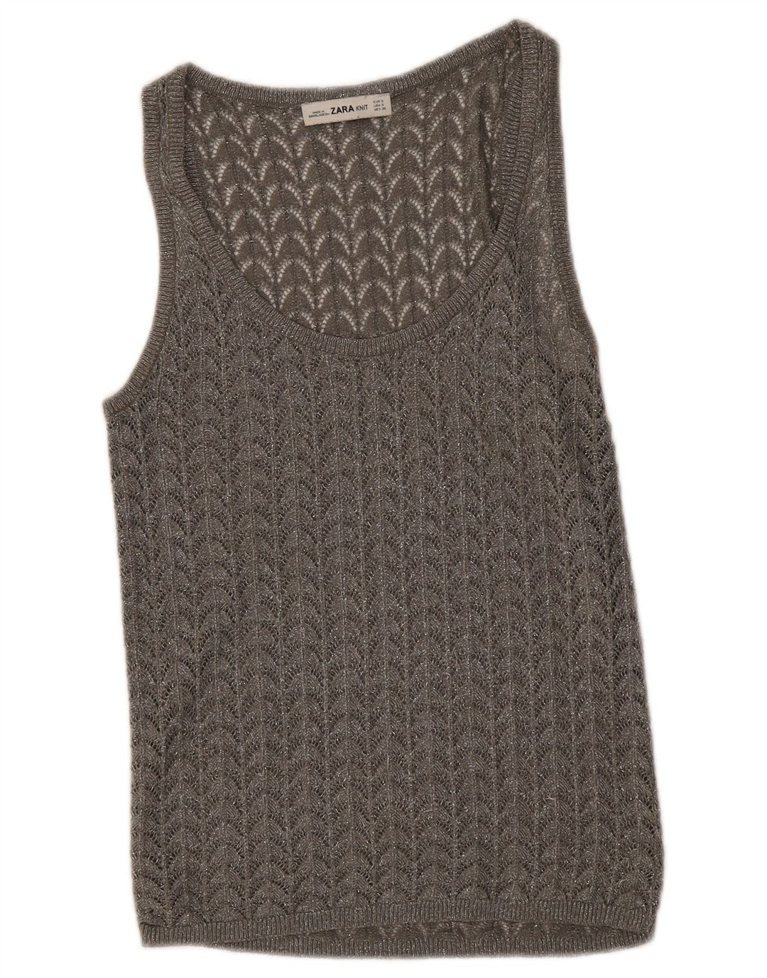 Zara Mujer Crochet Chaleco Top Reino Unido 8 Pequeño Gris