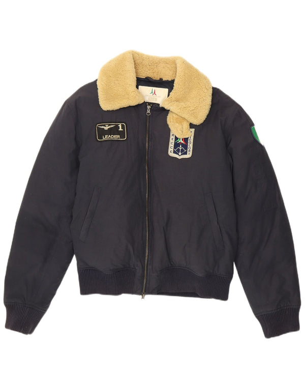 Aeronautica Militare Chaqueta de aviador de vuelo gráfica para hombre IT 52 Large Navy Bl