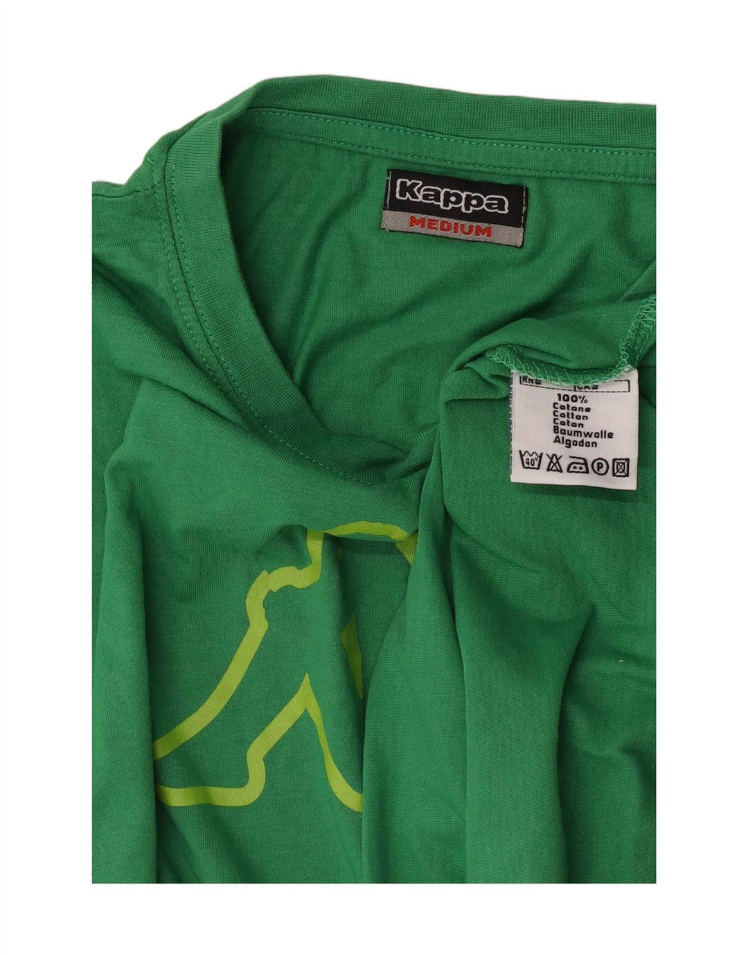 Kappa Hombre Camiseta Gráfica Top Algodón Verde Medio