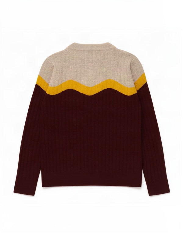 Cos Suéter corto con cuello redondo para mujer UK 8 Small Borgoña Colorblock