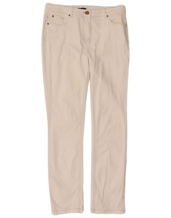 M&Co Pantalones informales ajustados para mujer UK 12 Medium W32 L30 Algodón blanco