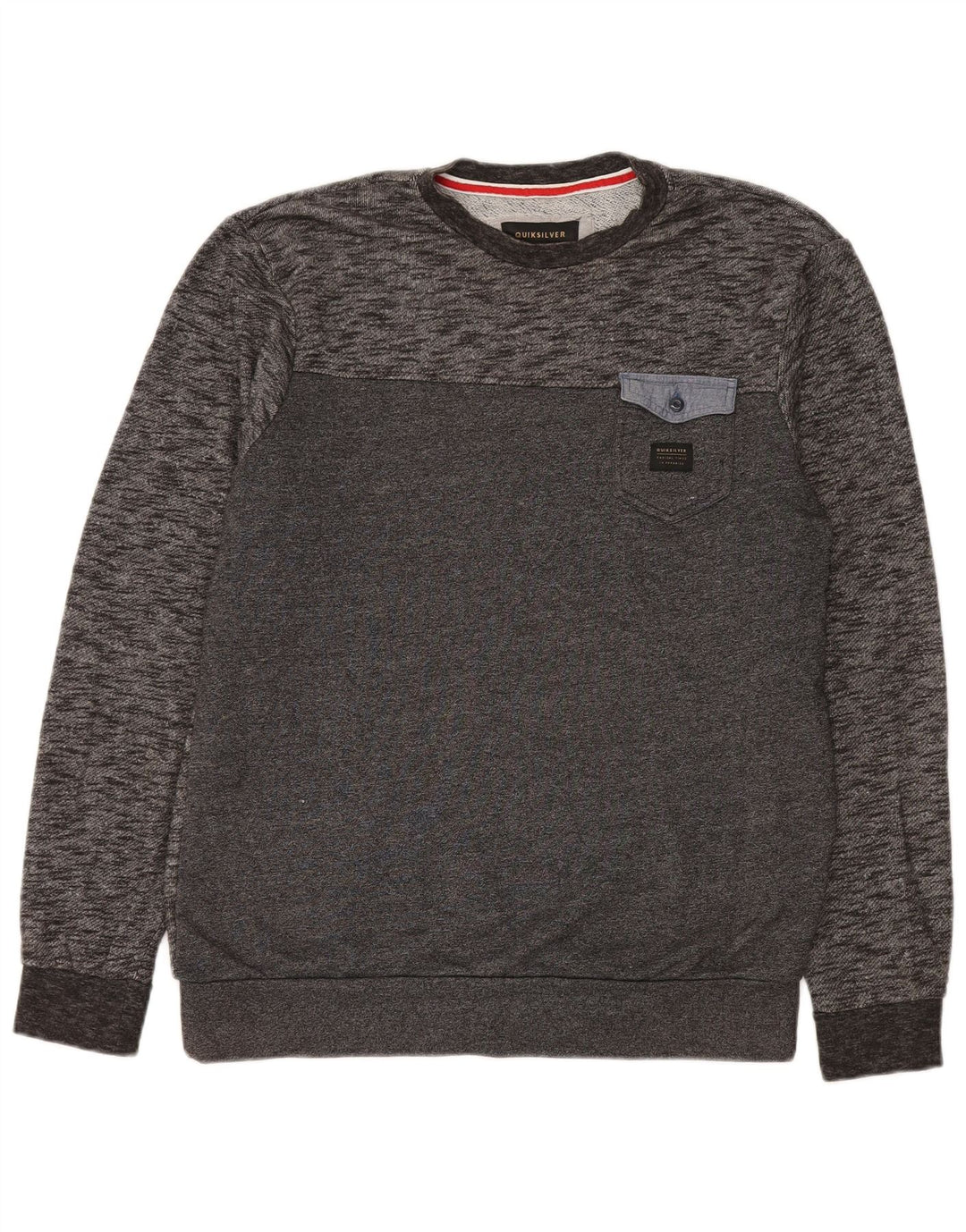 Quiksilver Sudadera tipo jersey para hombre de algodón moteado gris grande