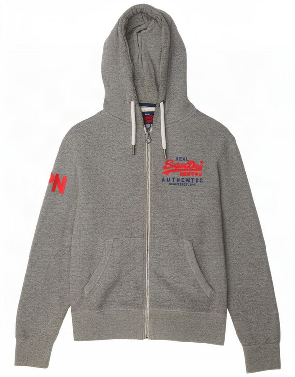 Superdry Hombre Sudadera Con Capucha Y Cremallera Gráfica De Algodón Gris Medio