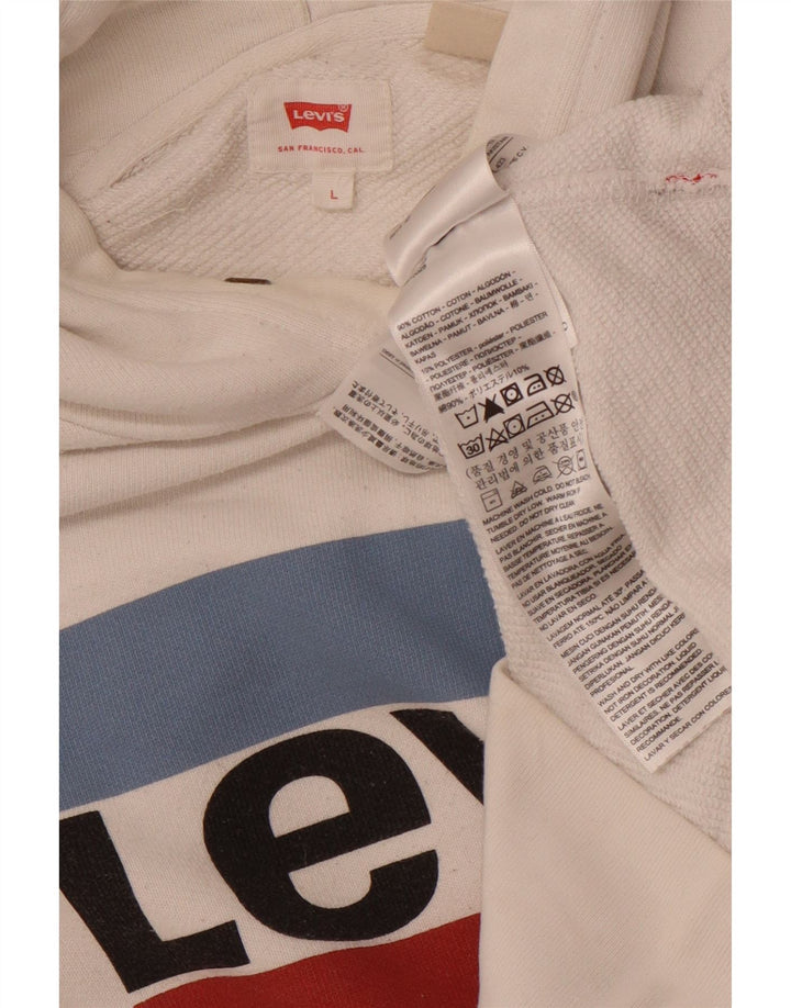 Levi's Jersey con capucha gráfica para hombre de algodón blanco grande