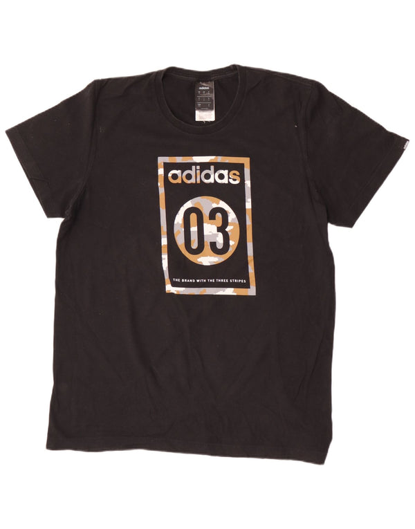 Adidas - Camiseta gráfica para hombre, talla mediana, algodón negro