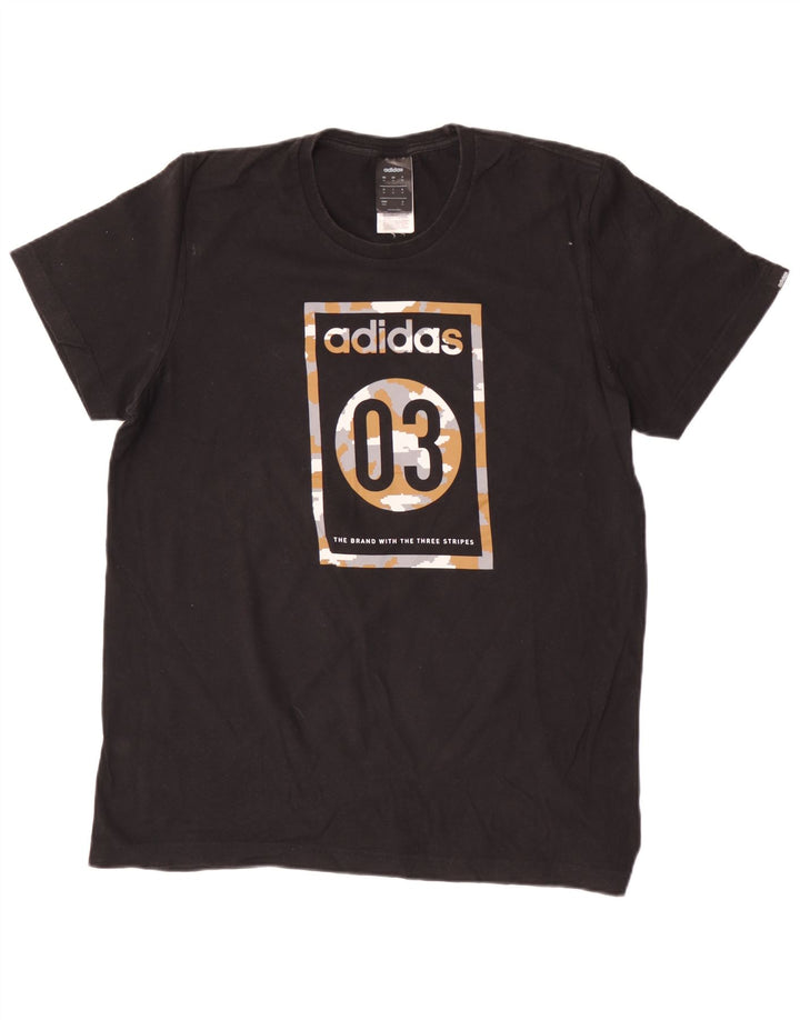Adidas - Camiseta gráfica para hombre, talla mediana, algodón negro