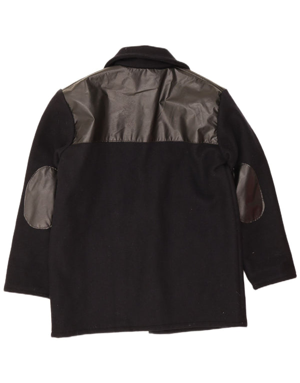 Vintage hombres bomber chaqueta Reino Unido 38 medio azul marino colorblock lana