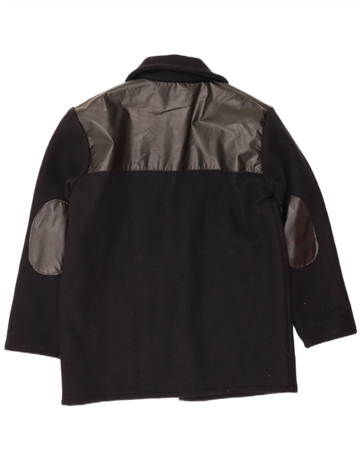 Vintage hombres bomber chaqueta Reino Unido 38 medio azul marino colorblock lana