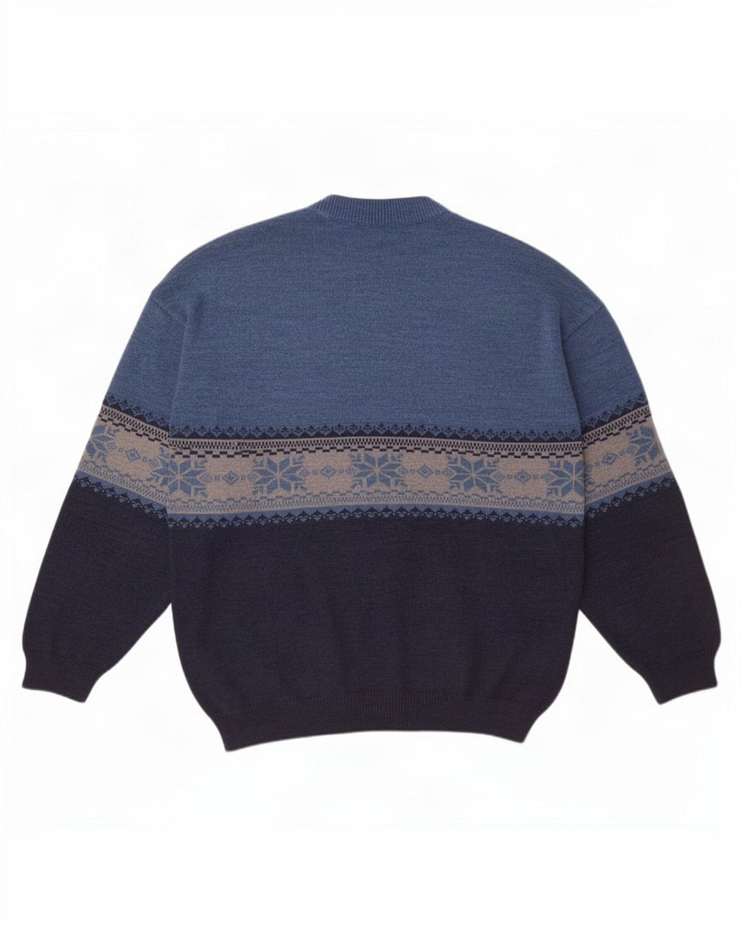 Jersey de cuello redondo para hombre de White Sails, jersey de lana Fair Isle azul grande
