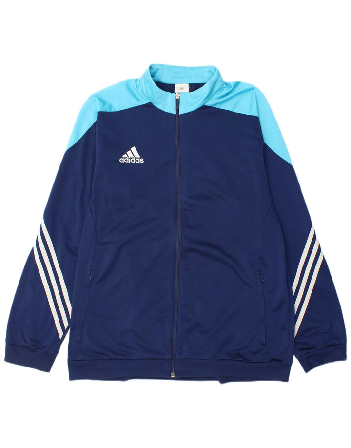 ADIDAS Mens Tracksuit Top Jacket XL Navy Blue Colourblock Polyester