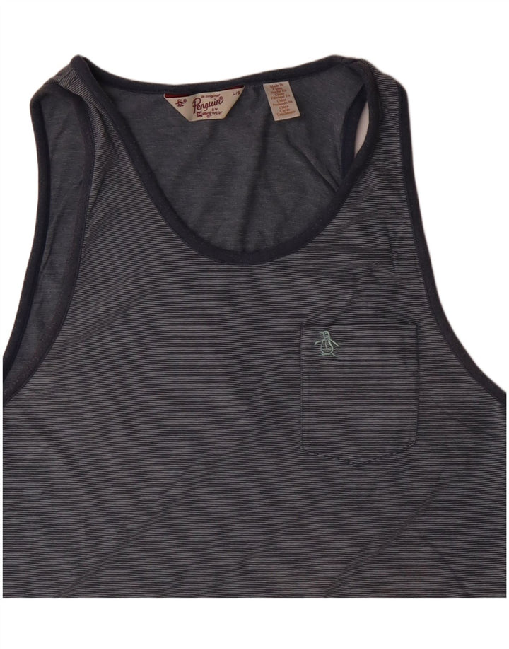 Penguin - Camiseta sin mangas para hombre, talla grande, color azul