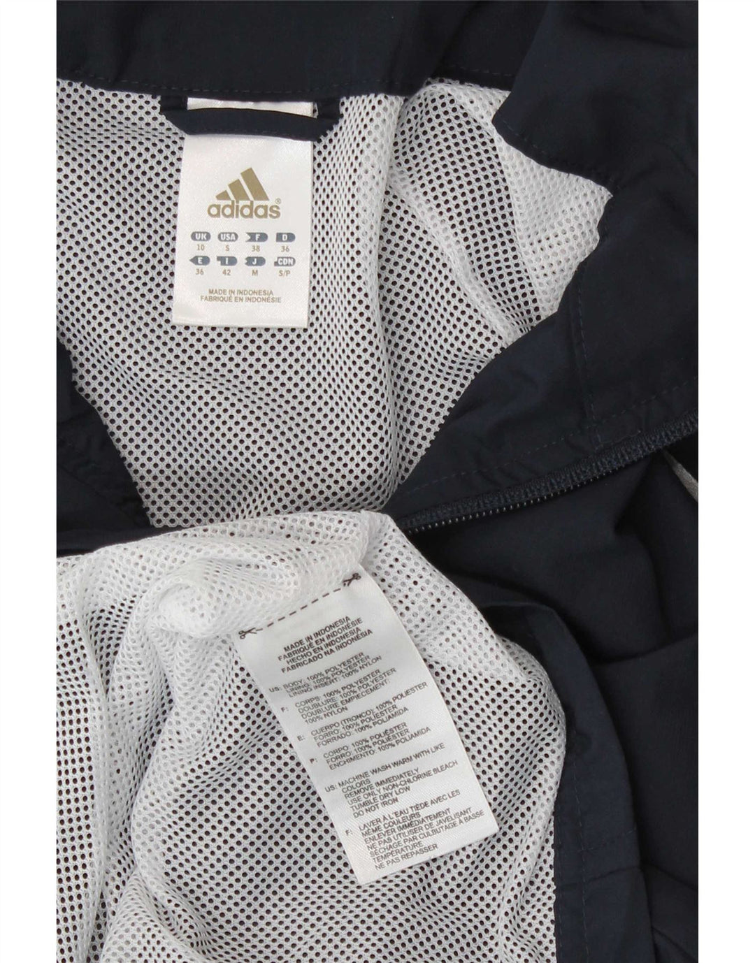 Adidas Mujer Chándal Top Chaqueta UK 10 Pequeño Azul Marino Poliéster