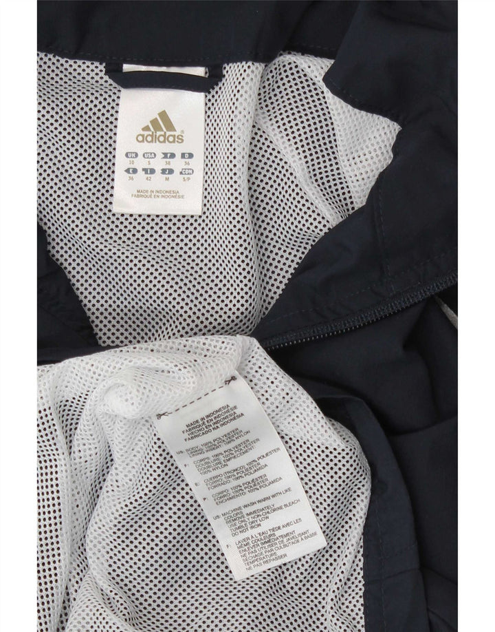 Adidas Mujer Chándal Top Chaqueta UK 10 Pequeño Azul Marino Poliéster