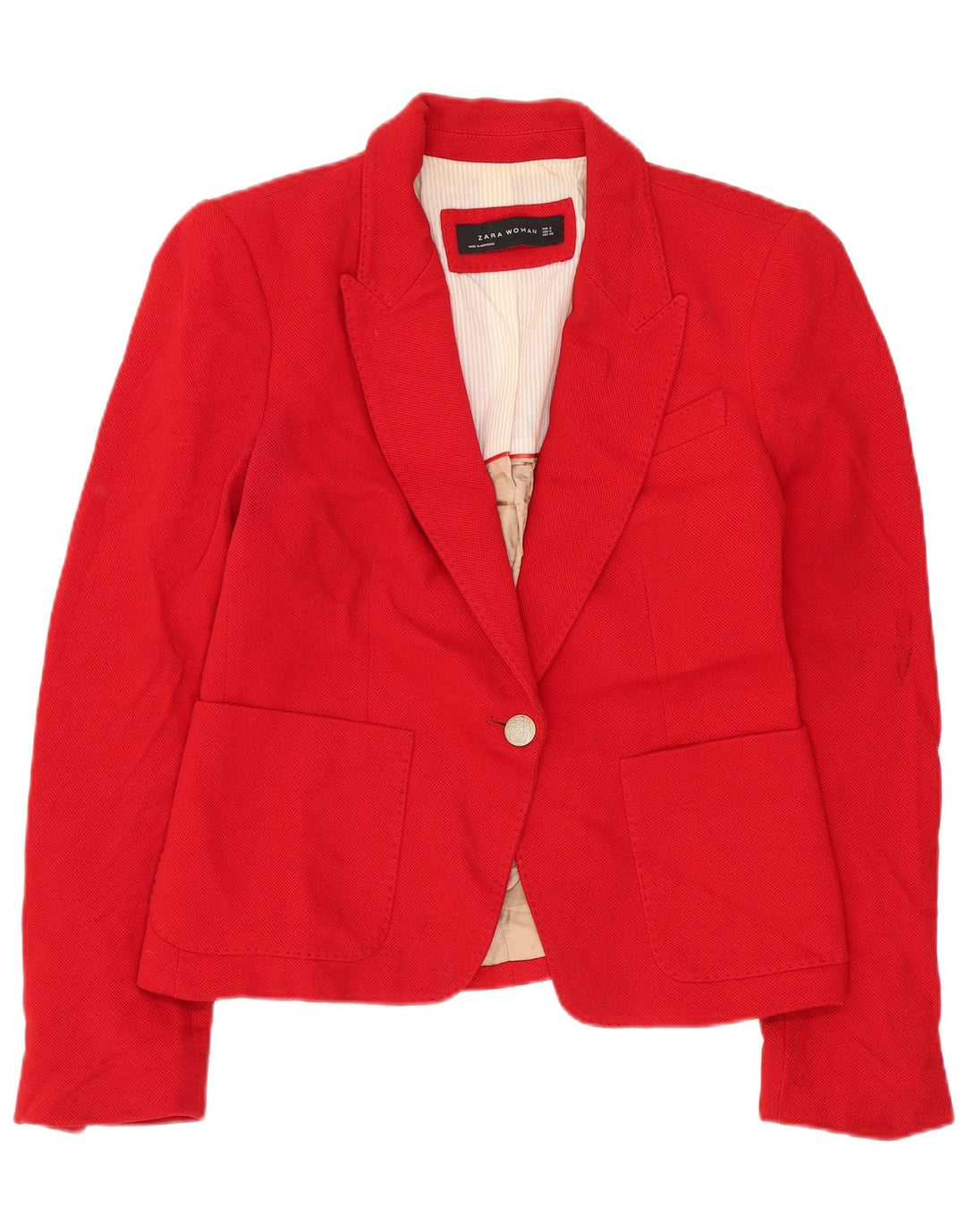 Zara Mujer Chaqueta Blazer De 1 Botón UK 10 Small Rojo