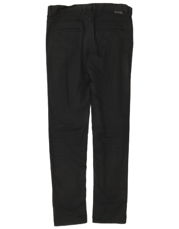 Zara Mens Slim Chino Pantalones EU 42 Large W32 L34 Algodón Negro
