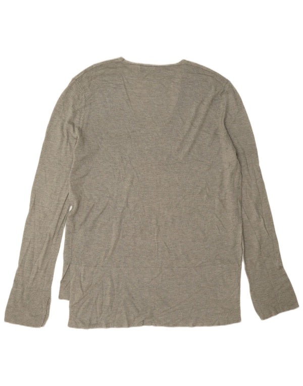 Zara Mujer Top Manga Larga UK 46 Large Viscosa Gris