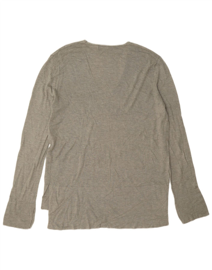 Zara Mujer Top Manga Larga UK 46 Large Viscosa Gris