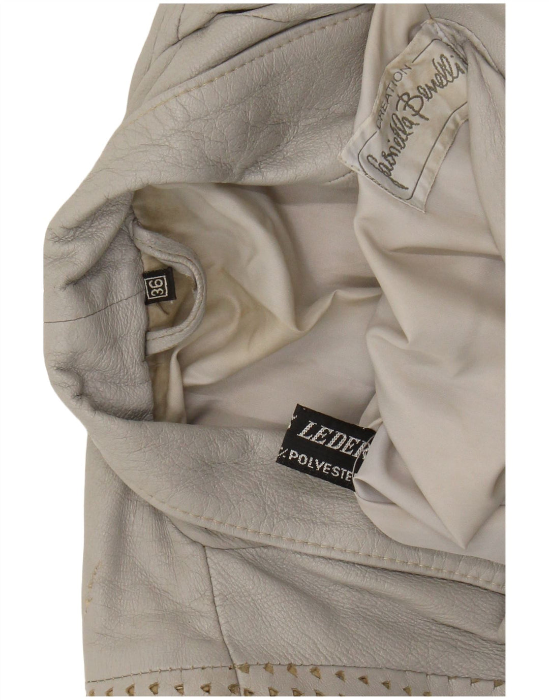 GABRIELLA BENELLI Chaqueta extragrande para mujer EU 36 Small Grey Leather