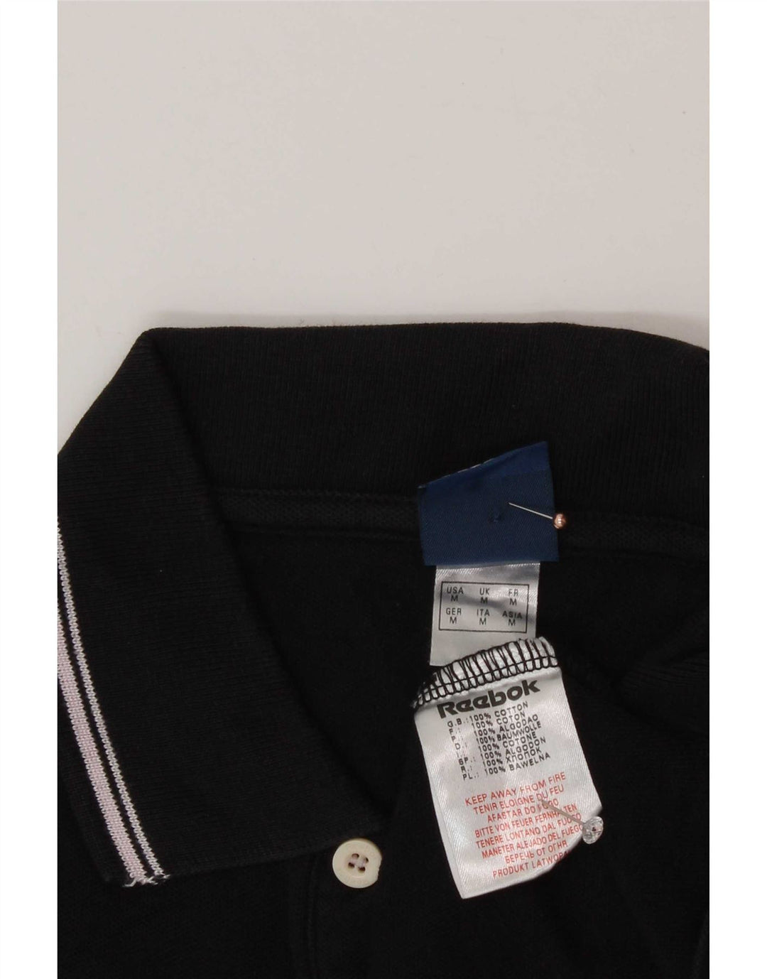 Polo Reebok para hombre Medium Black Cotton