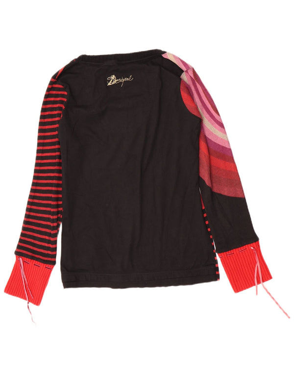 Desigual Top gráfico para mujer de manga larga UK 40 Grande a rayas negras