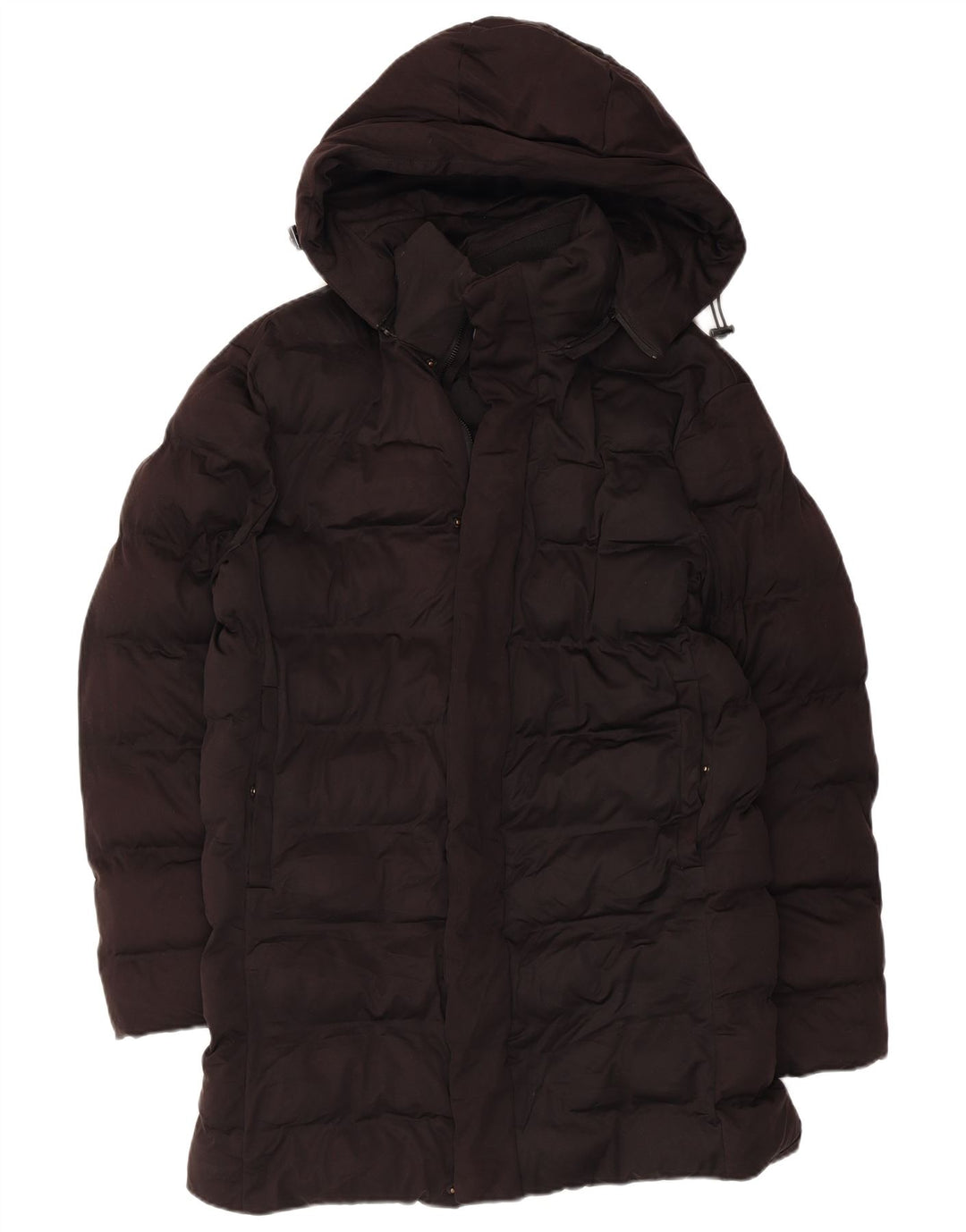 Zara Mens Chaqueta Acolchada Con Capucha UK 36 Small Poliéster Negro