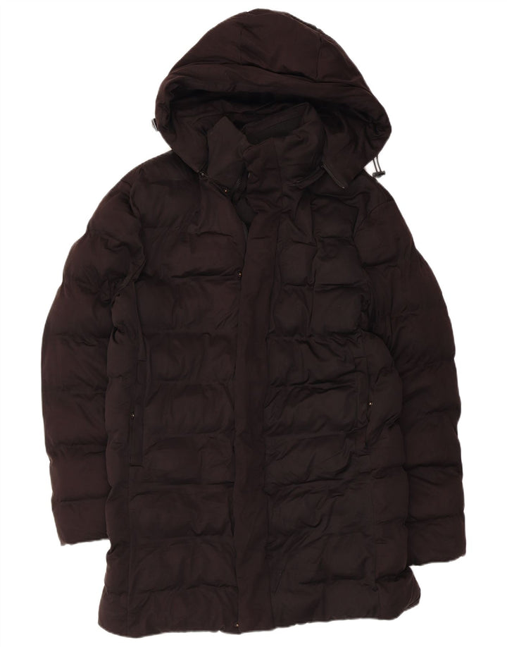 Zara Mens Chaqueta Acolchada Con Capucha UK 36 Small Poliéster Negro