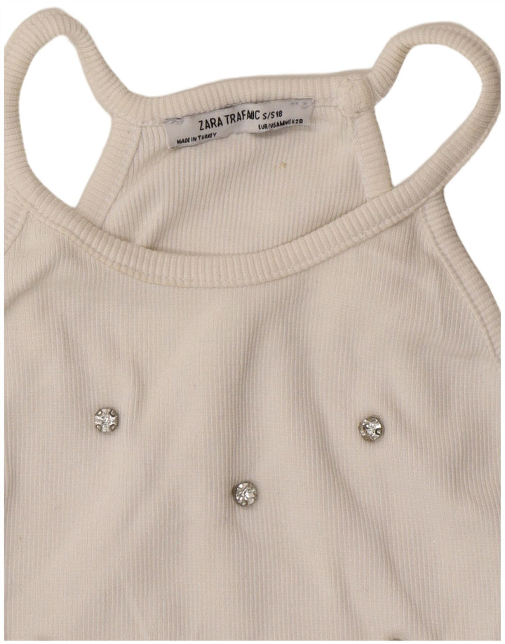 Zara Mujer Crop Halter Top UK 8 Small Blanco