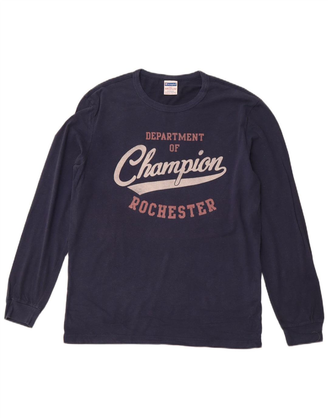 CHAMPION Hombre Rochester Graphic Top Manga Larga Medio Azul Marino Algodón