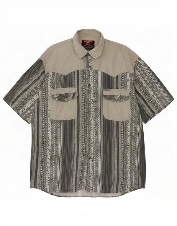 Santoryo Camisa Manga Corta Hombre XL Verde Geométrico