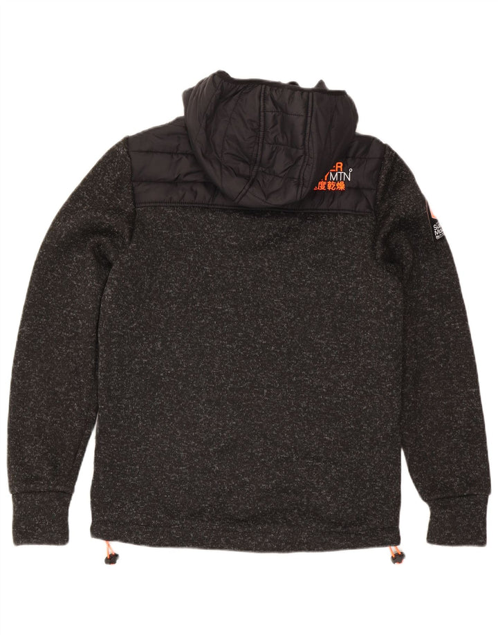 Superdry Chaqueta Acolchada Con Capucha Para Mujer UK 44 Poliéster Moteado Negro Mediano