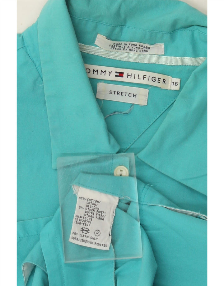 TOMMY HILFIGER Camisa de manga 3/4 para mujer US 16 2XL Algodón turquesa