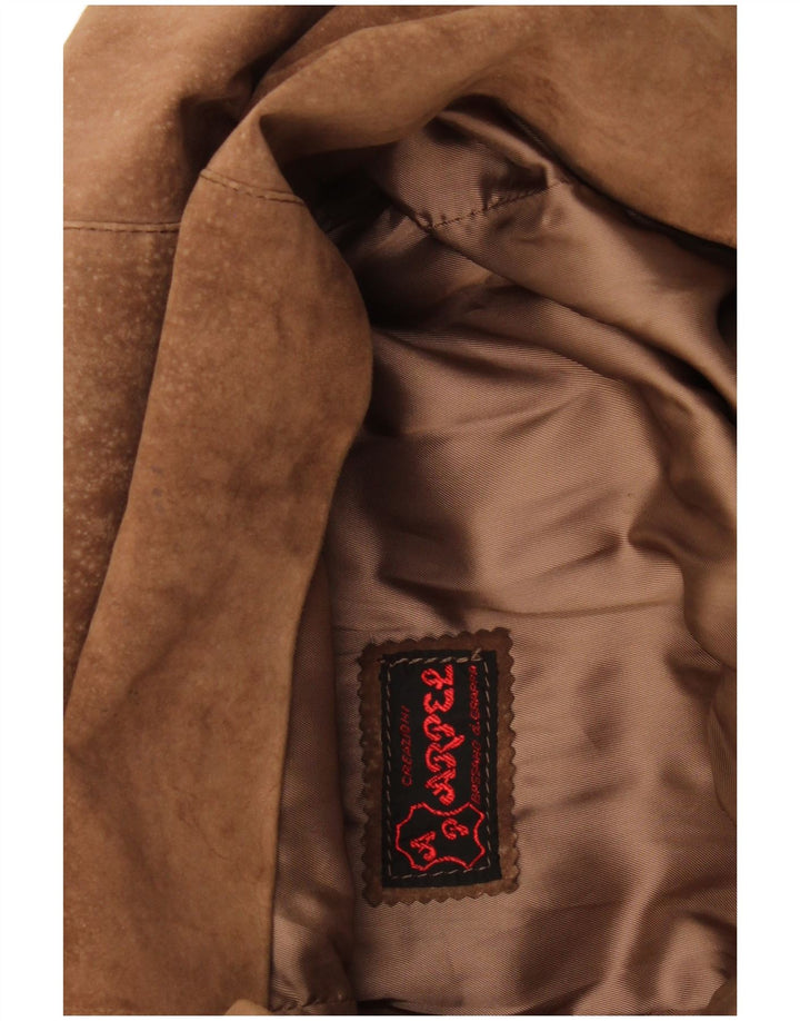 Vintage mujer ante chaqueta Reino Unido 16 cuero marrón grande