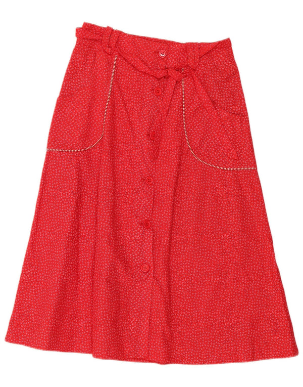 Vintage mujer A-Line falda IT 42 Medio W28 Rojo Floral