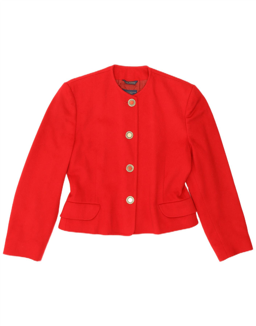 GB.PEDRINI Chaqueta tipo blazer de 4 botones para mujer UK 40 Rojo mediano