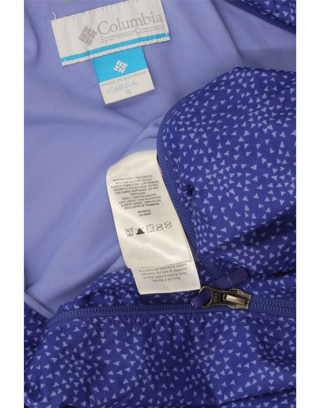 Columbia Chubasquero con capucha para niña 7-8 años Small Azul Geométrico Poliéster