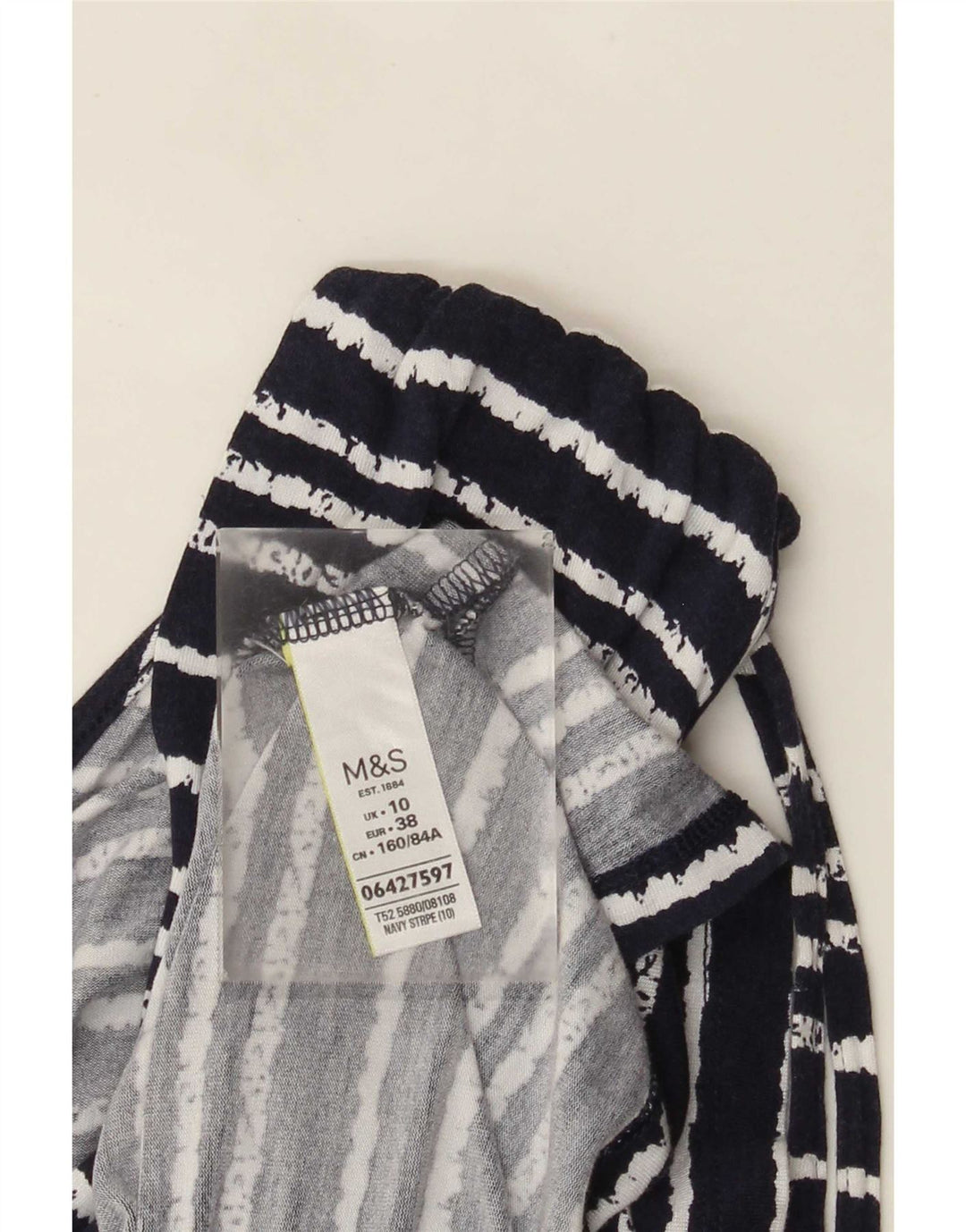 Marks & Spencer Vestido acampanado para mujer UK 10 Small Azul marino a rayas