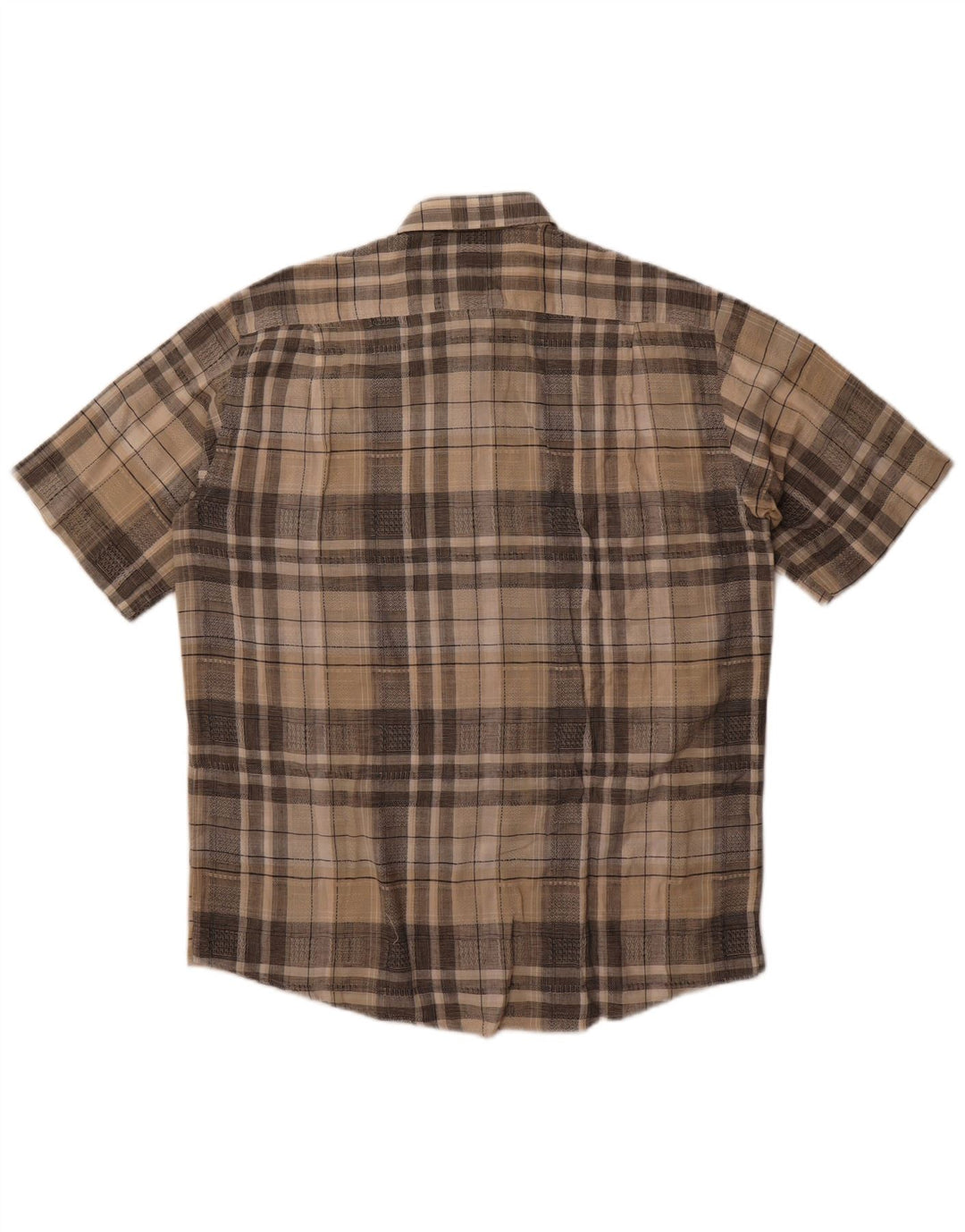 Belmonte Camisa Manga Corta Hombre Talla 42 Grande Beige Cuadros Algodón