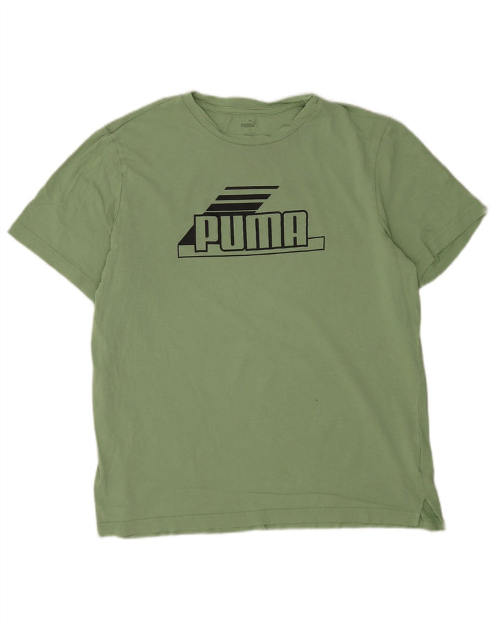 Puma - Camiseta gráfica para hombre, talla grande, algodón verde