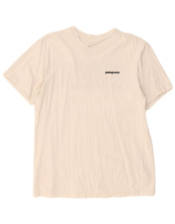 Patagonia Hombre Camiseta Gráfica Top Medium Blanco Algodón