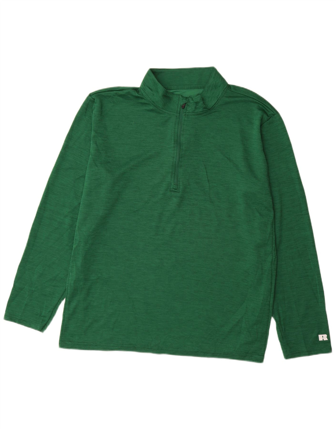 Russell Athletic - Camiseta de manga larga con cuello y cremallera para hombre, talla 2XL, color verde
