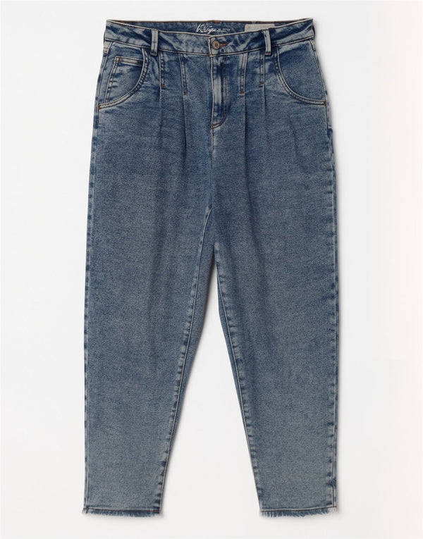 Vintage mujer mamá alta altura jeans cónicos Reino Unido 12 Medio W30 L27 Azul