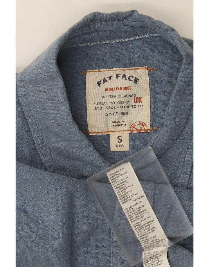 Camisa de manga corta para hombre Fat Face Small de lino azul