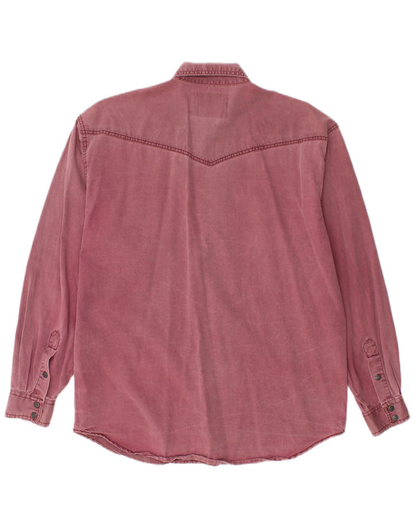 WRANGLER Camisa vaquera occidental para hombre pequeña de algodón burdeos