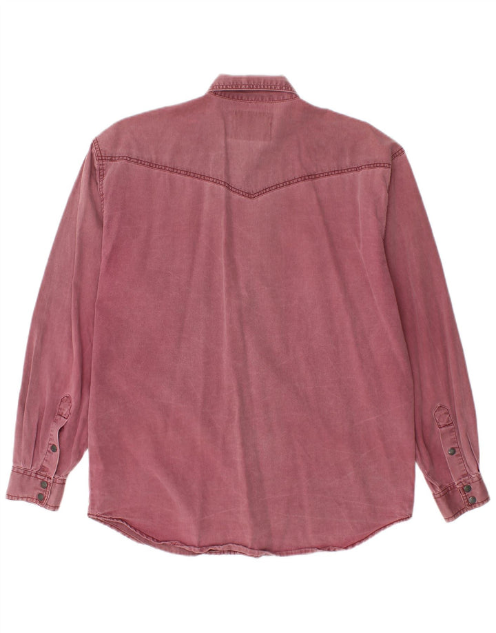 WRANGLER Camisa vaquera occidental para hombre pequeña de algodón burdeos