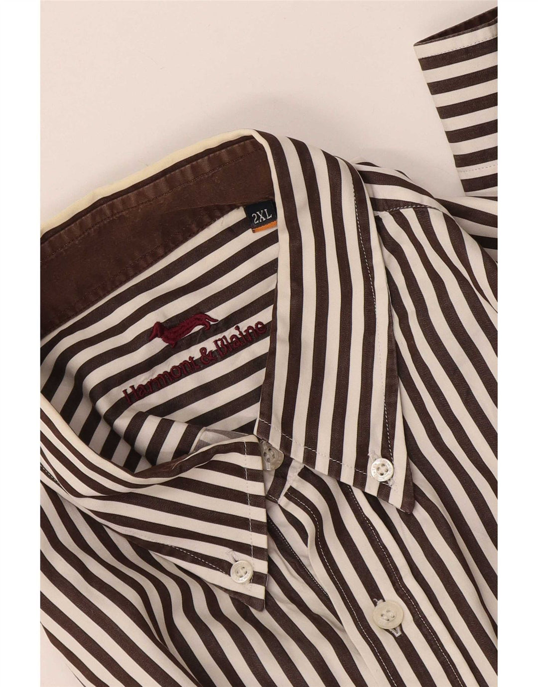 Harmont & Blaine Camisa para hombre 2XL Marrón Pinstripe