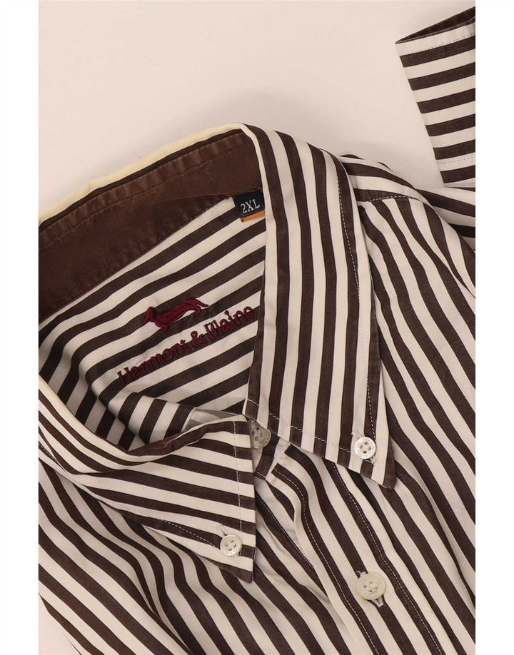 Harmont & Blaine Camisa para hombre 2XL Marrón Pinstripe