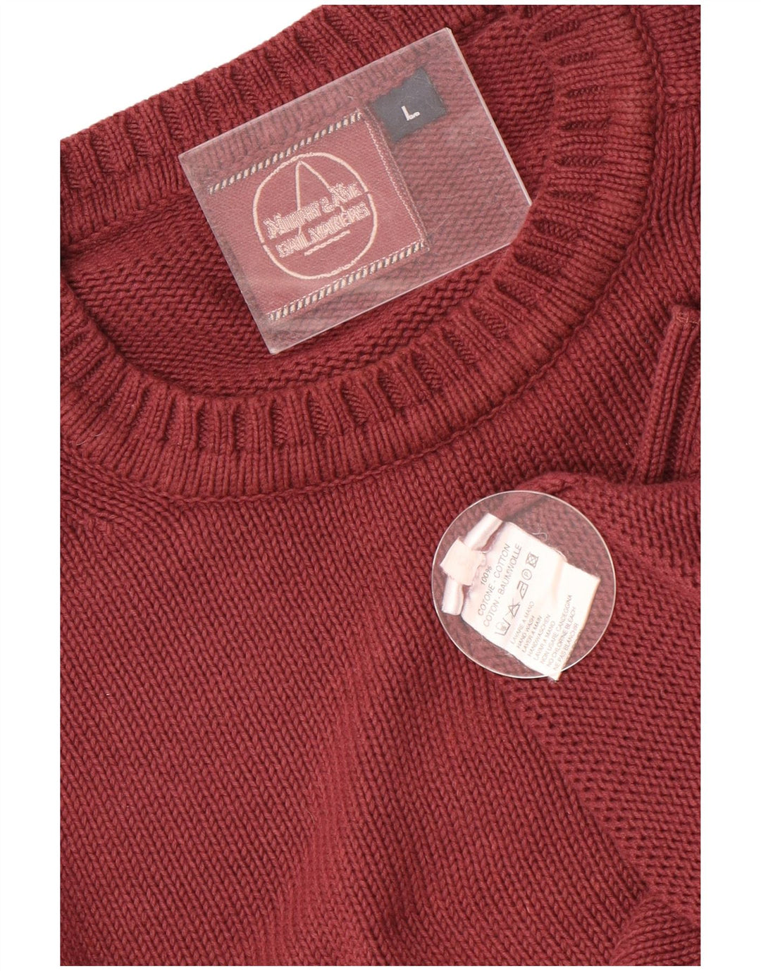 Murphy & Nye - Jersey de cuello redondo para hombre, talla grande, algodón granate